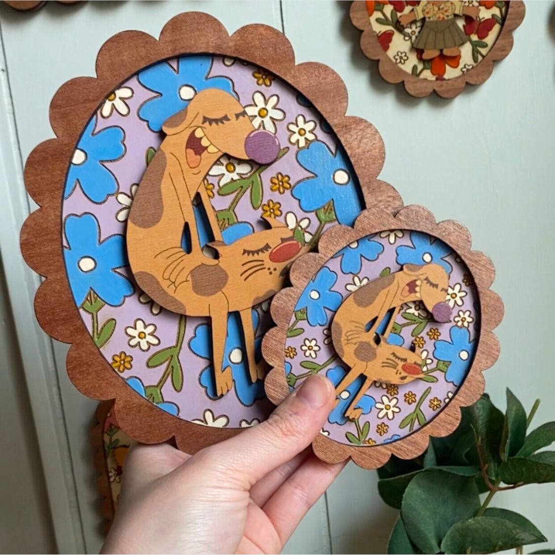 Vintage Dog & Cat Wall Hanging
