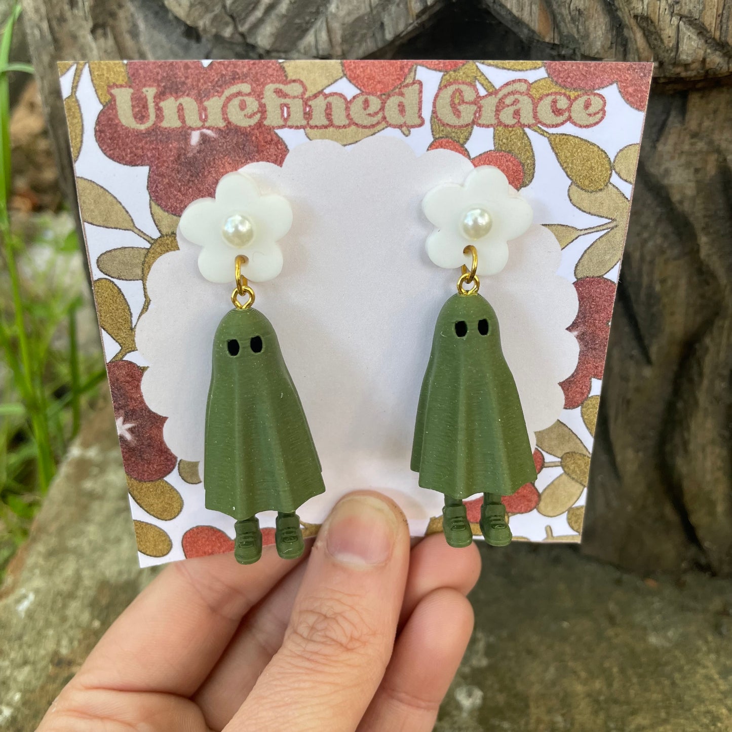 Green Ghostie Earrings