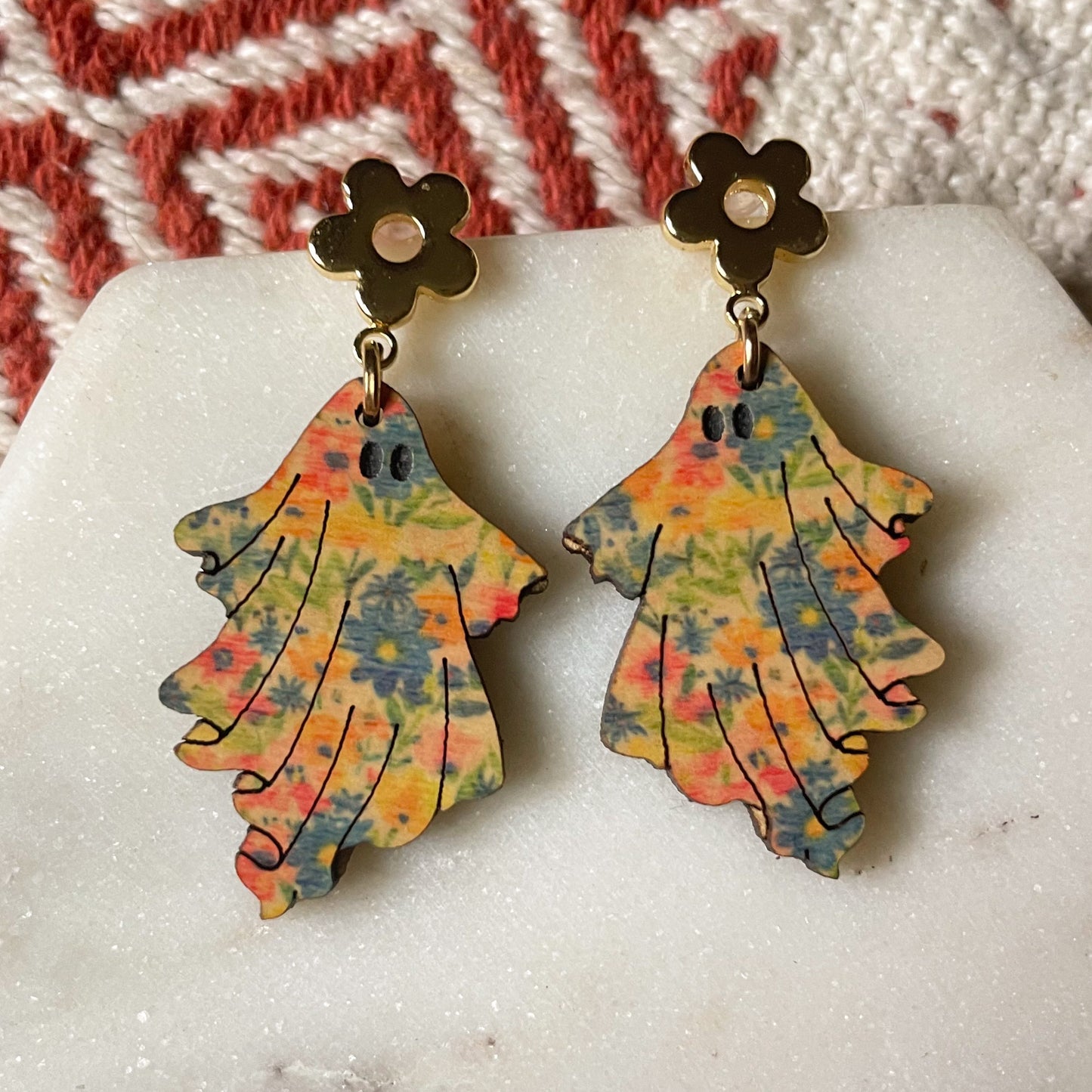 Vibrant Floral Ghost Flower Post Studs