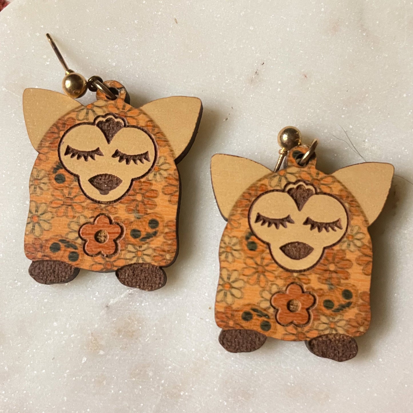 Neutral Pumpkin Halloween Nostalgia Furb Earring