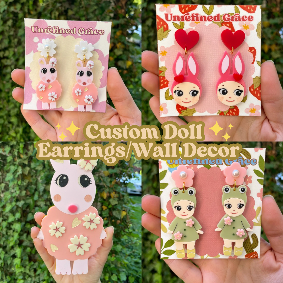 Custom Doll Earrings/Wall hanging