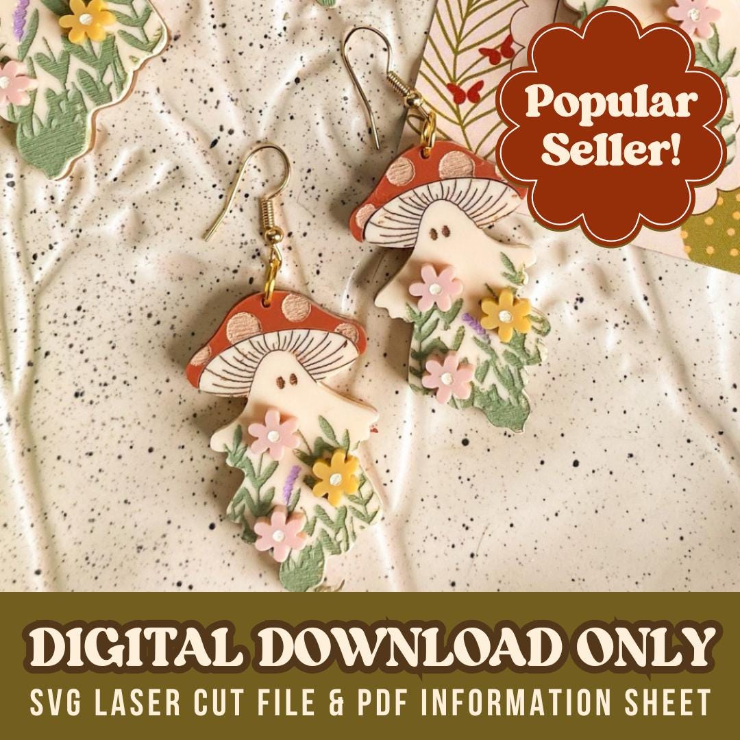 DIGITAL DOWNLOAD- Spring Mushroom Girly Ghoul Earrings