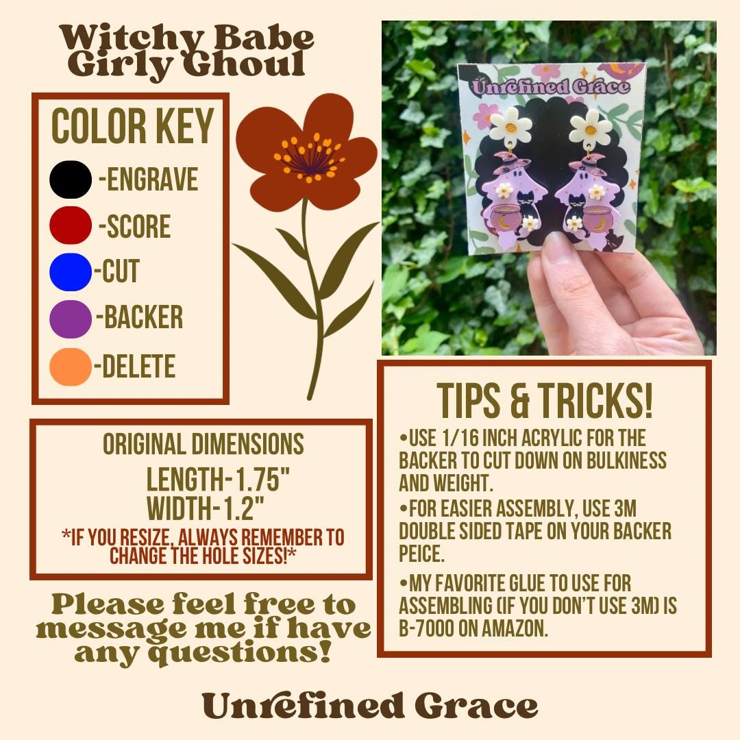 DIGITAL DOWNLOAD-Witchy Girly Ghoul Earrings