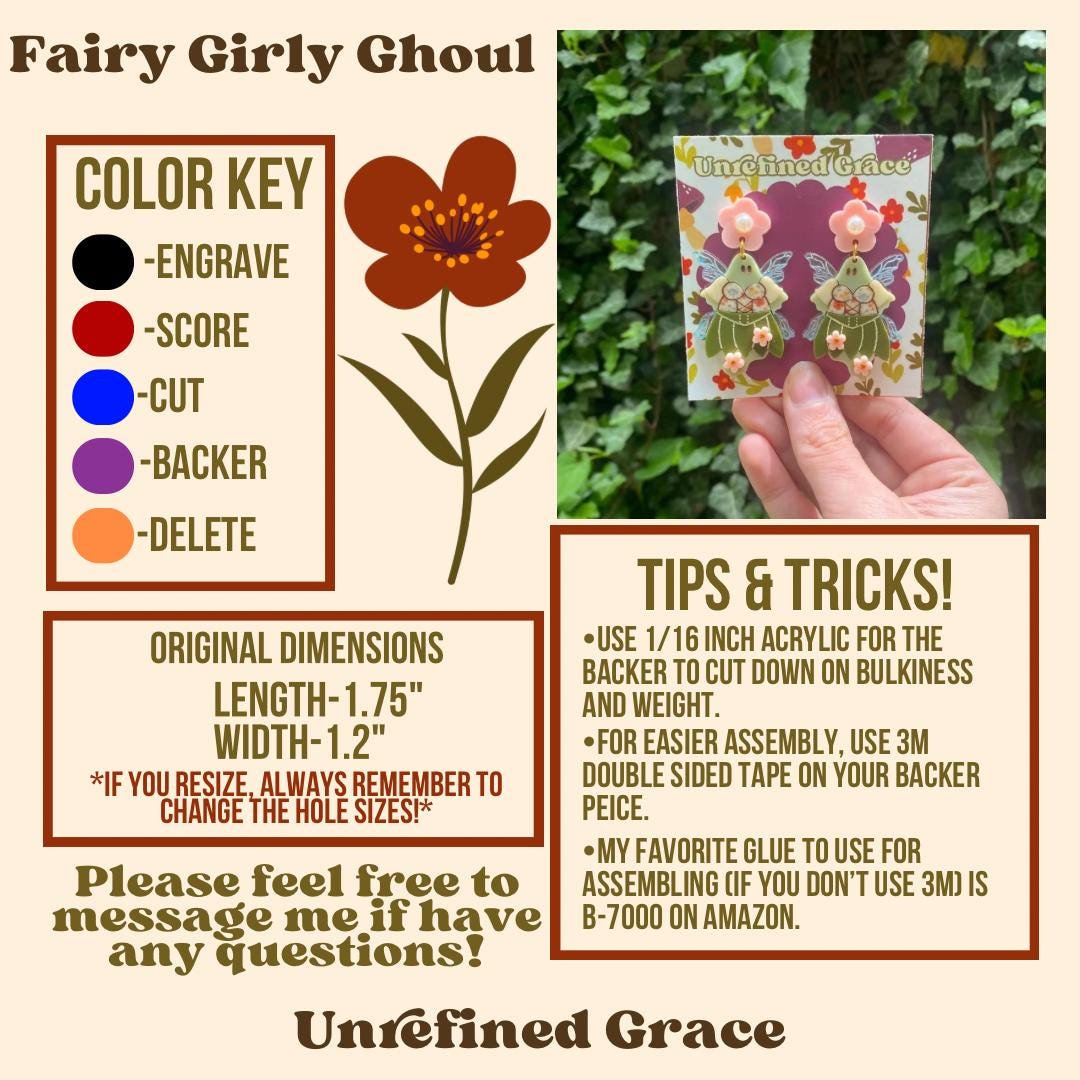 DIGITAL DOWNLOAD- Fairy Girly Ghoul Earrings