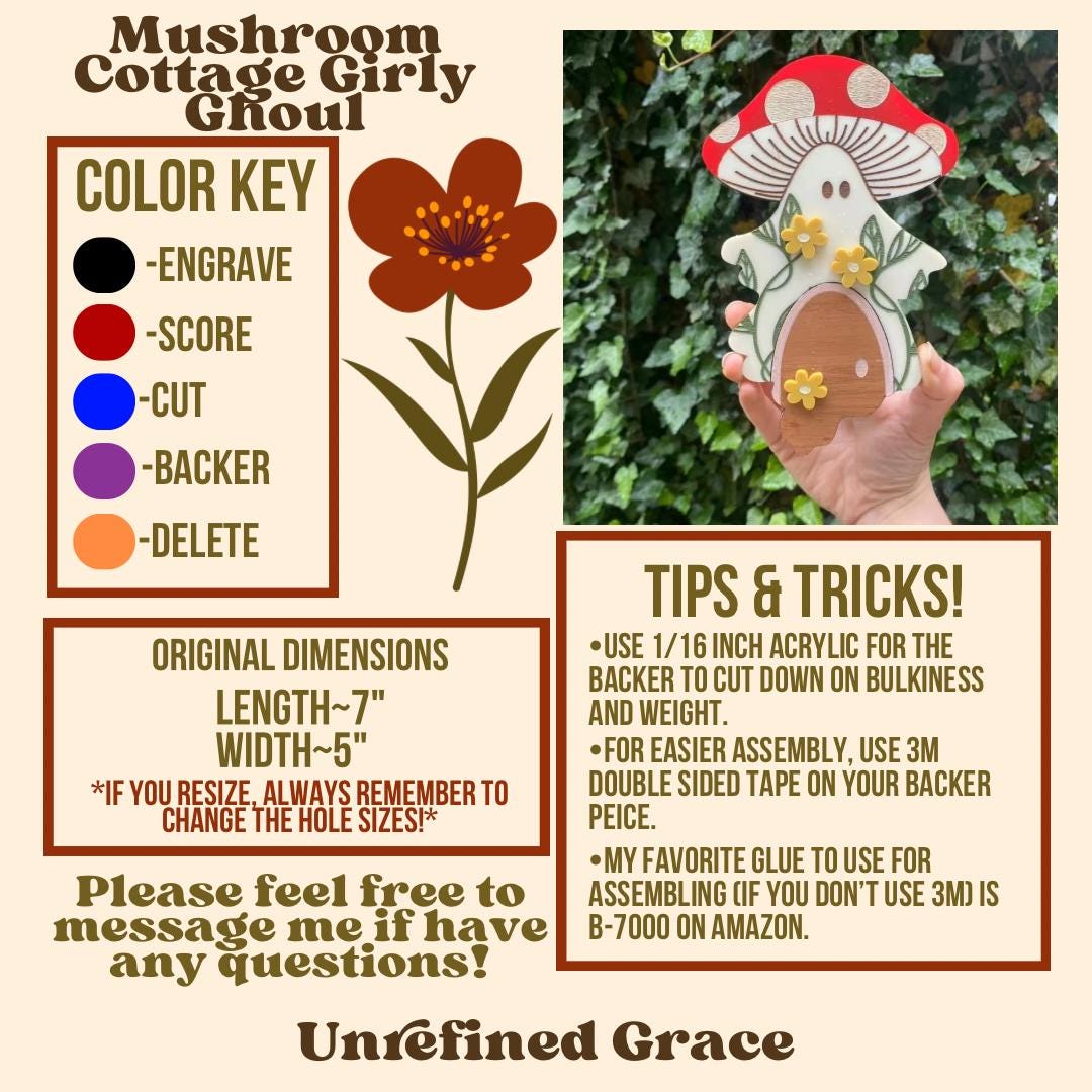 DIGITAL DOWNLOAD-Mushroom Cottage Girly Ghoul Wall Hanging