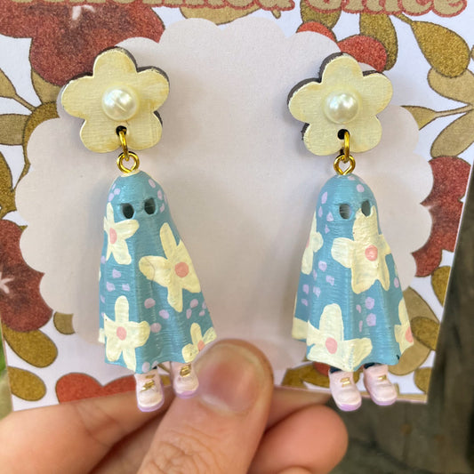 White Flower Ghostie Earrings