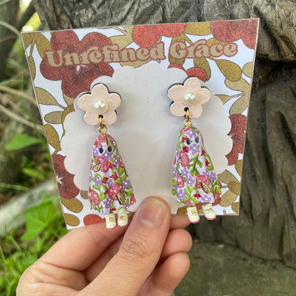 Purple Mushroom Ghostie Earrings