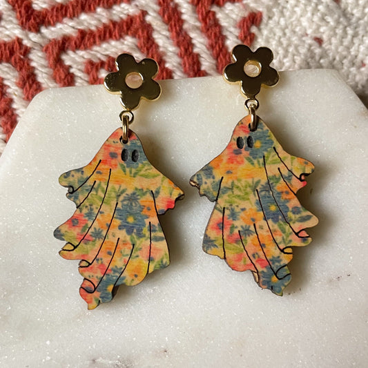 Vibrant Floral Ghost Flower Post Studs