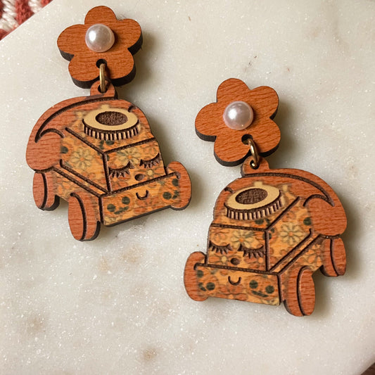 Neutral Pumpkin Halloween Toy Phone Earrings