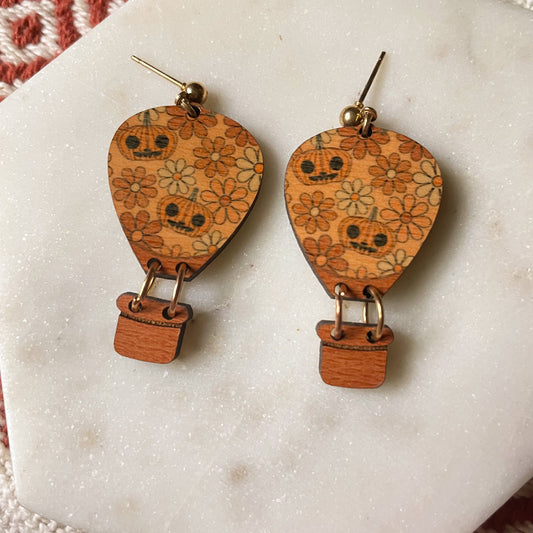 Neutral Pumpkin Hot Air Ballon Earrings