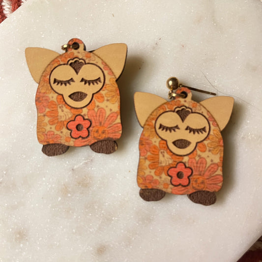 Pink Pumpkin Halloween Nostalgia Furb Earring