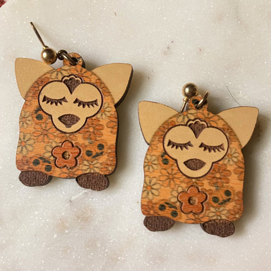 Neutral Pumpkin Halloween Nostalgia Furb Earring