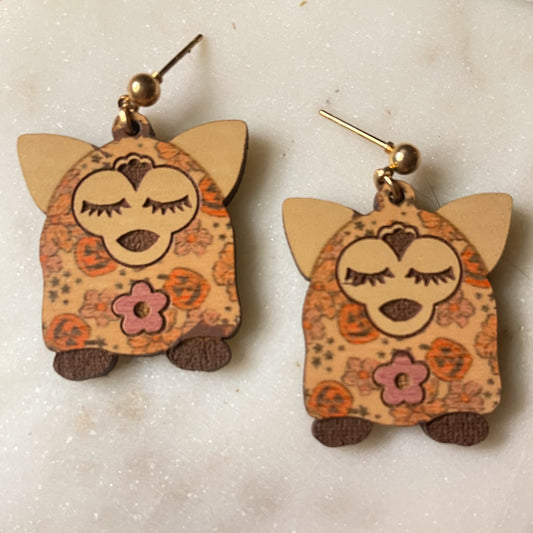 Purple flower Halloween Nostalgia Furb Earring