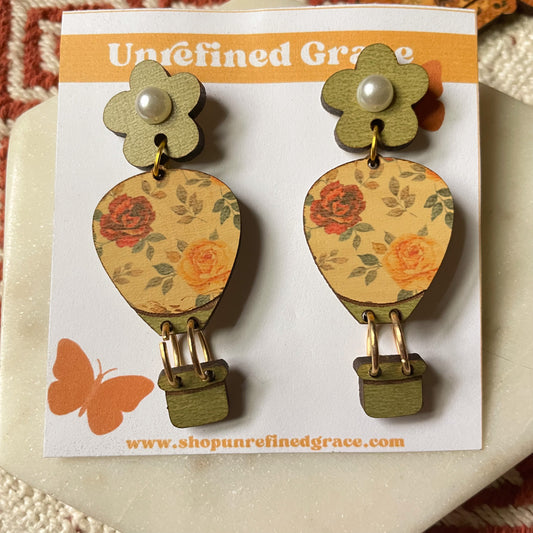 Rose Hot Air Ballon Earrings