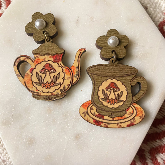 Rose Tea Set Earrings