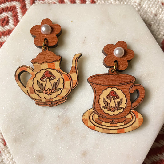 Checker Tea Set Earrings