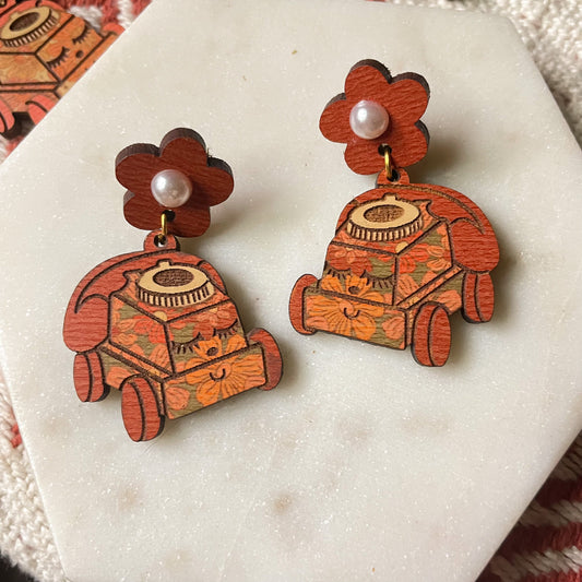 Retro flower Toy Phone Earrings