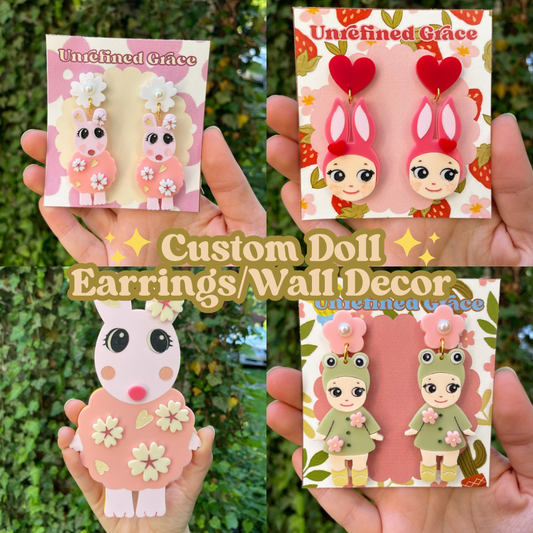 Custom Doll Earrings/Wall hanging