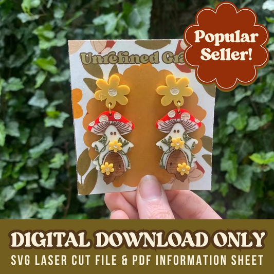 DIGITAL DOWNLOAD-Mushroom Cottage Girly Ghoul Earrings