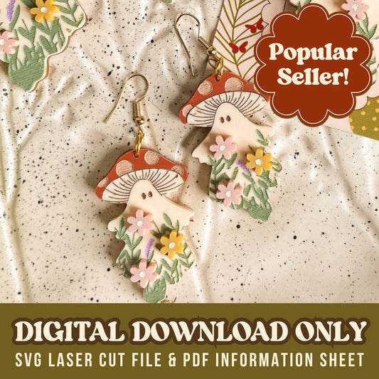 DIGITAL DOWNLOAD- Spring Mushroom Girly Ghoul Earrings