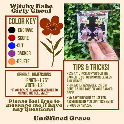 DIGITAL DOWNLOAD-Witchy Girly Ghoul Earrings