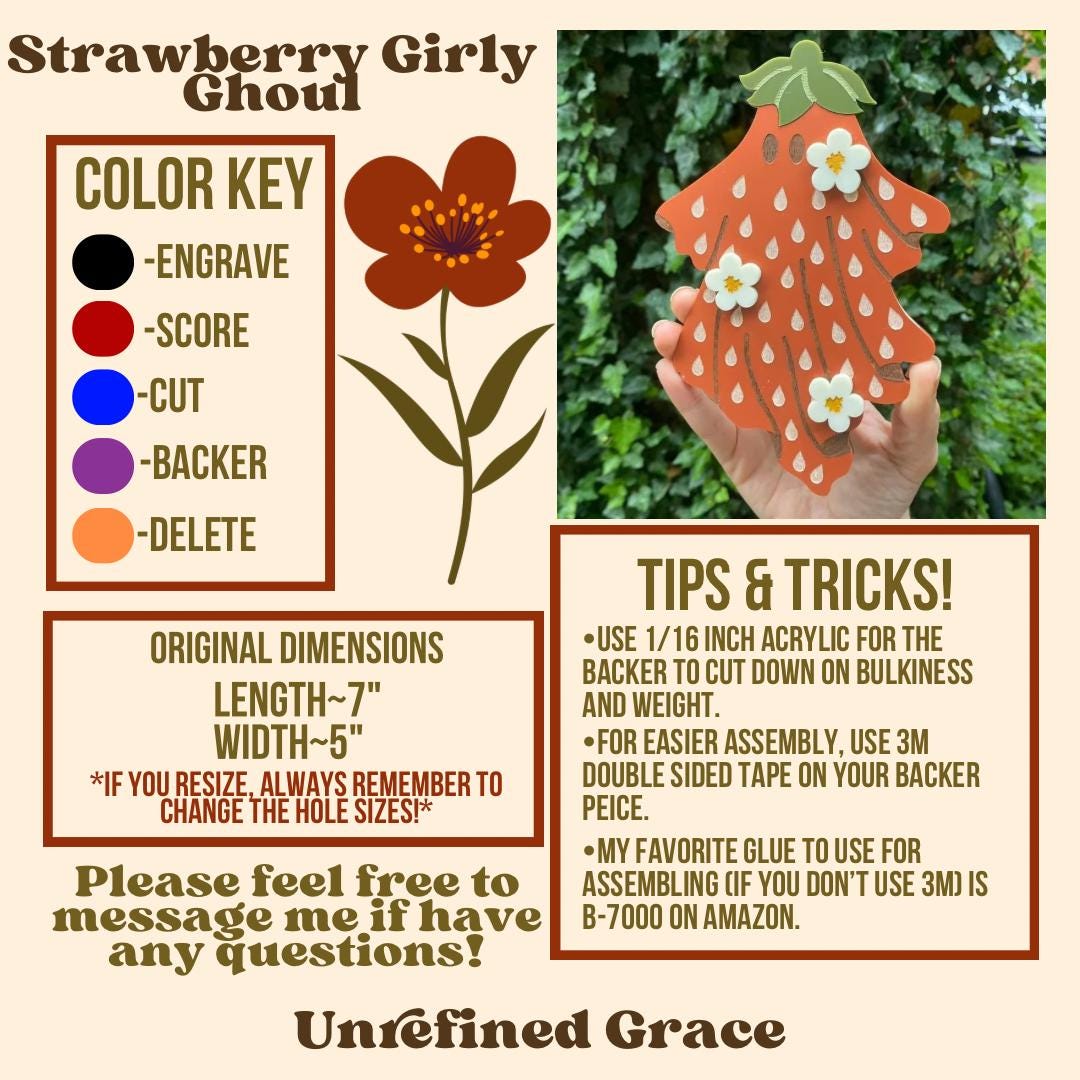 DIGITAL DOWNLOAD- Strawberry Girly Ghoul Wall Hanging