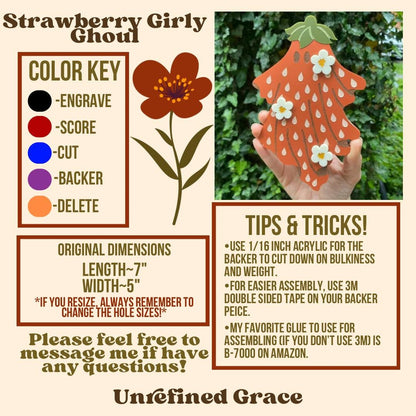DIGITAL DOWNLOAD- Strawberry Girly Ghoul Wall Hanging