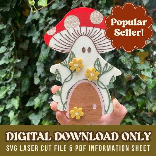DIGITAL DOWNLOAD-Mushroom Cottage Girly Ghoul Wall Hanging