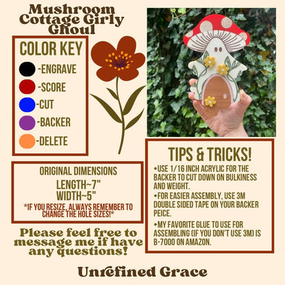 DIGITAL DOWNLOAD-Mushroom Cottage Girly Ghoul Wall Hanging