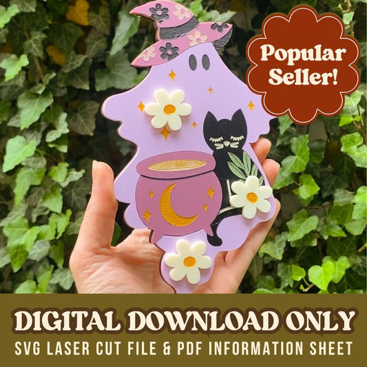 DIGITAL DOWNLOAD-Witchy Girly Ghoul Wall Hanging