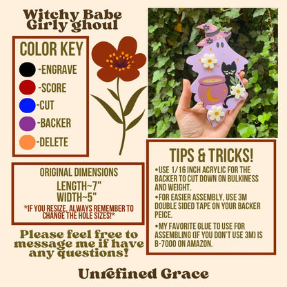 DIGITAL DOWNLOAD-Witchy Girly Ghoul Wall Hanging