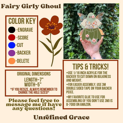 DIGITAL DOWNLOAD-Fairy Girly Ghoul Wall Hanging